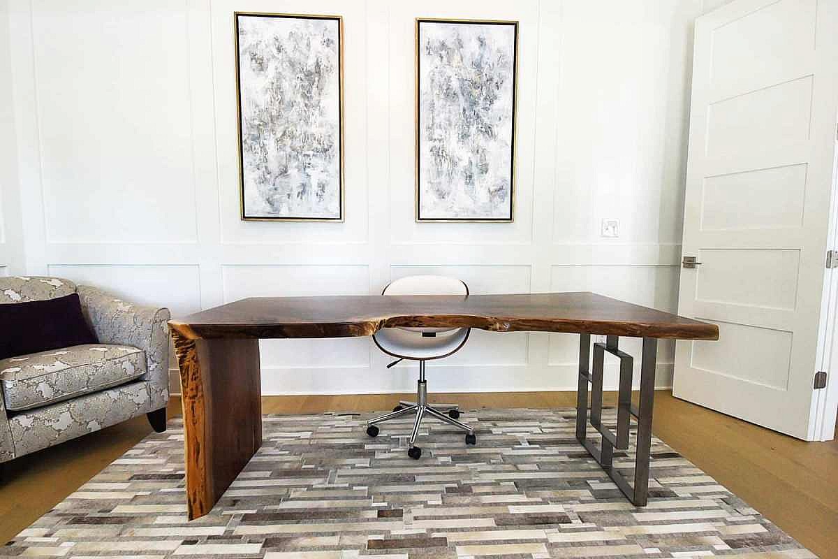 HeritageWalnut Waterfall Desk - 6' - Pathway Tables