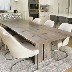 Voyageur Live Edge<br>Oak Dining Table - Urban Gray - 10'