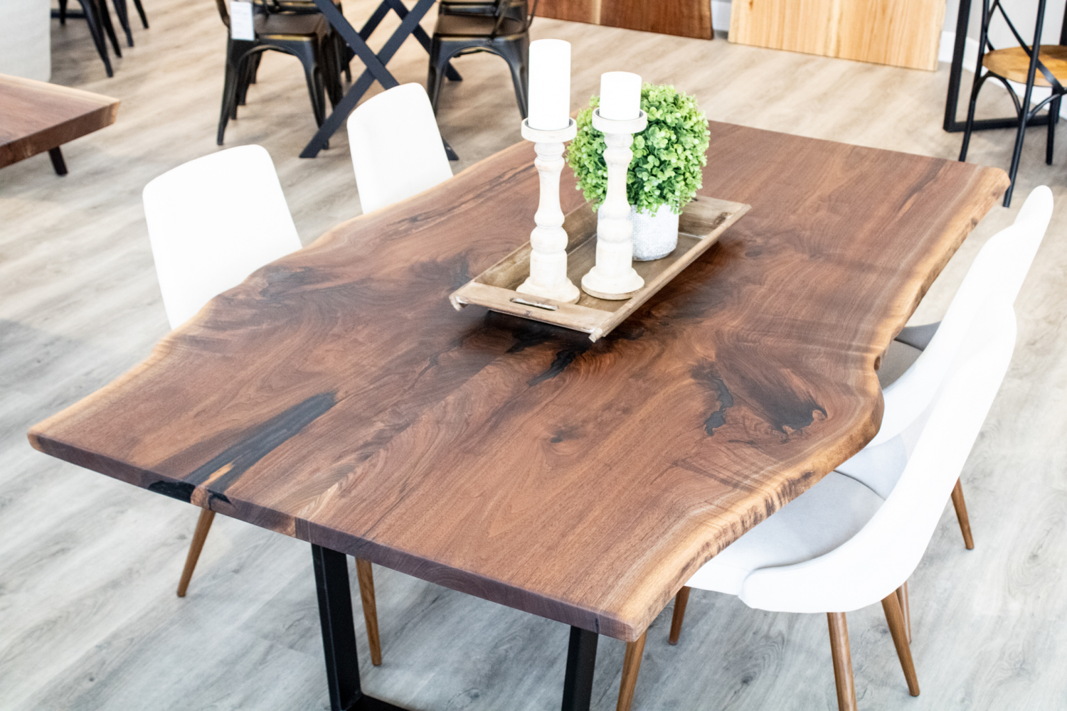 Seymour Live EdgeWalnut Dining Table - 7' - Pathway Tables