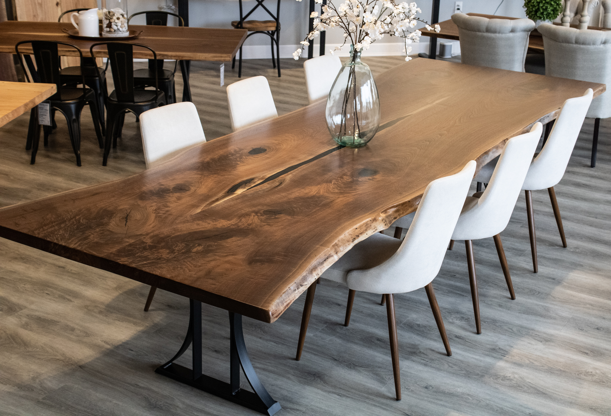 106 Live Edge dining table beautiful wood slab table with metal