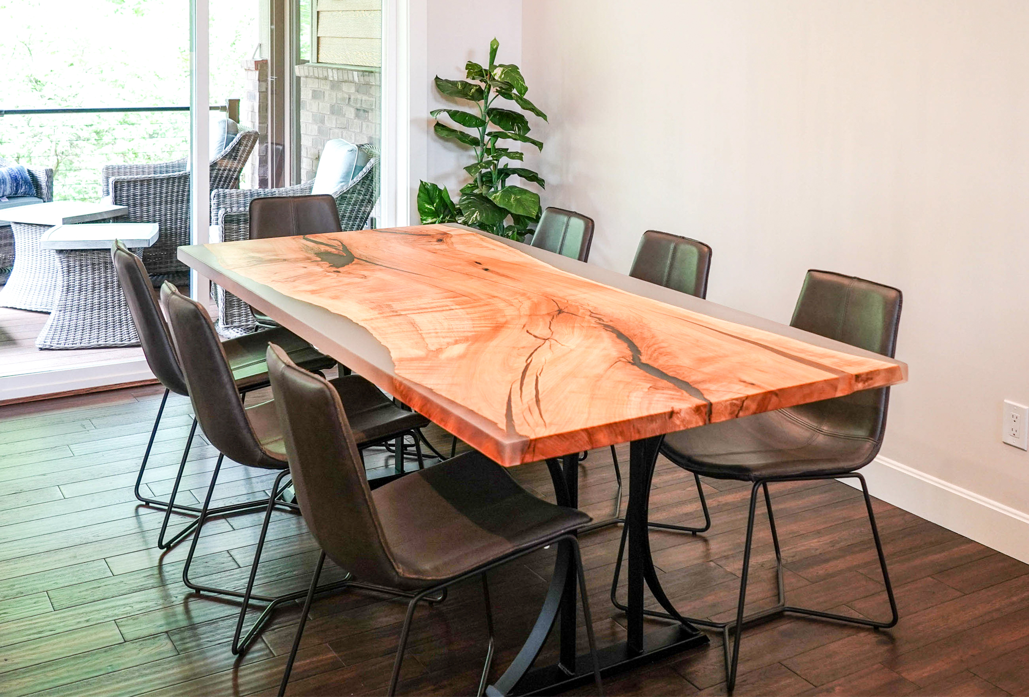 Natural wood deals slab dining table