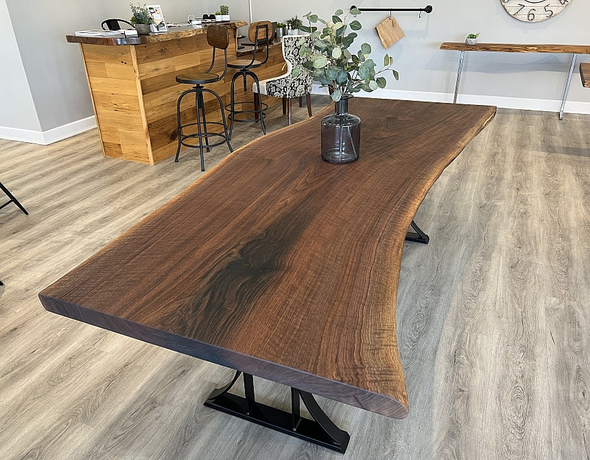 Acadia Live EdgeWalnut Single Slab Dining Table - 8' - Pathway Tables