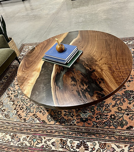 Yellowstone 48" Coffee Table - Walnut Black and Gold